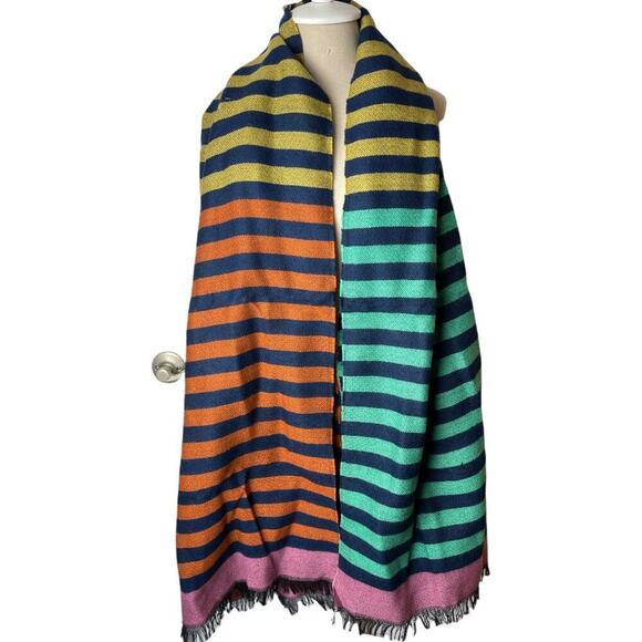 Multicolor Stripe Woven Scarf Wrap - Picture 1 of 2